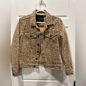 Lucky Brand - The Tomboy Trucker Leopard Print Jean Jacket